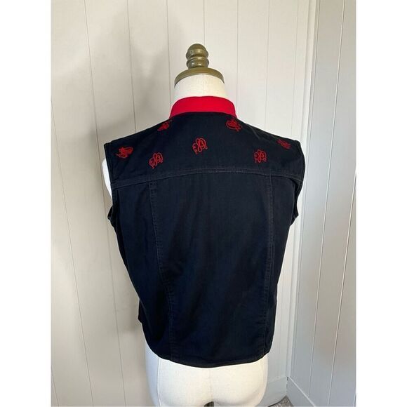 Vtg Ozark Mountain Jean Company Womens Medium Embroidered Vest Denim Blue Button - Picture 5 of 10